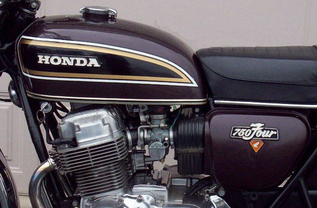 purple 1974 Honda 750 is Boss Maroon Metallic